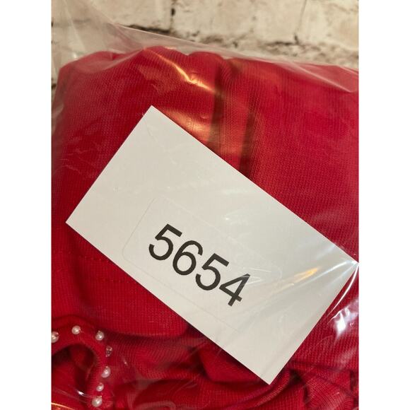 Quacker Factory Top Womens Medium Tunic Red Nautical Beachy Beaded Embroidered - Picture 13 of 16